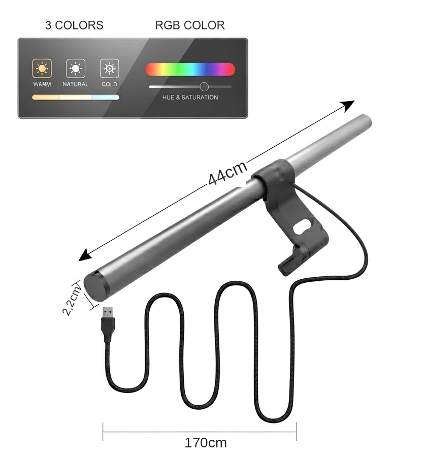 Barra LED con RGB para monitor — luz sin reflejos y ambiente para tu setup